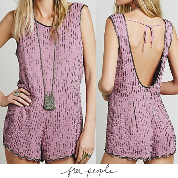 Free People Pants - NWT Free People Beaded Beauty Romper 4 Pink Rose